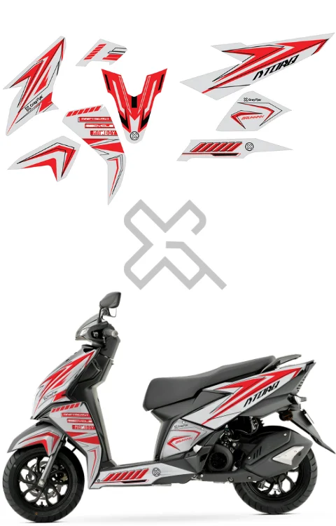 Cross Red Edition Full Body Sticker Compatible with Ntorq 125 | Printed In Premium Matte Vinyl With FPF (Fade Protection Film), Water Proof, Precut Sticker, Pack Of 1 Compatible with Both Side